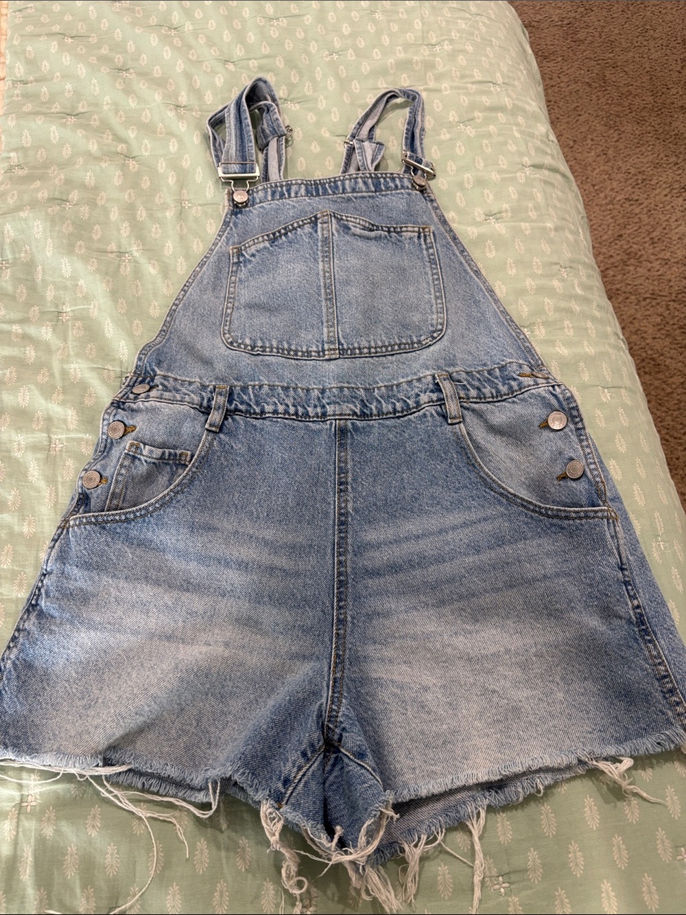 PacSun Light Blue Denim Short Overalls